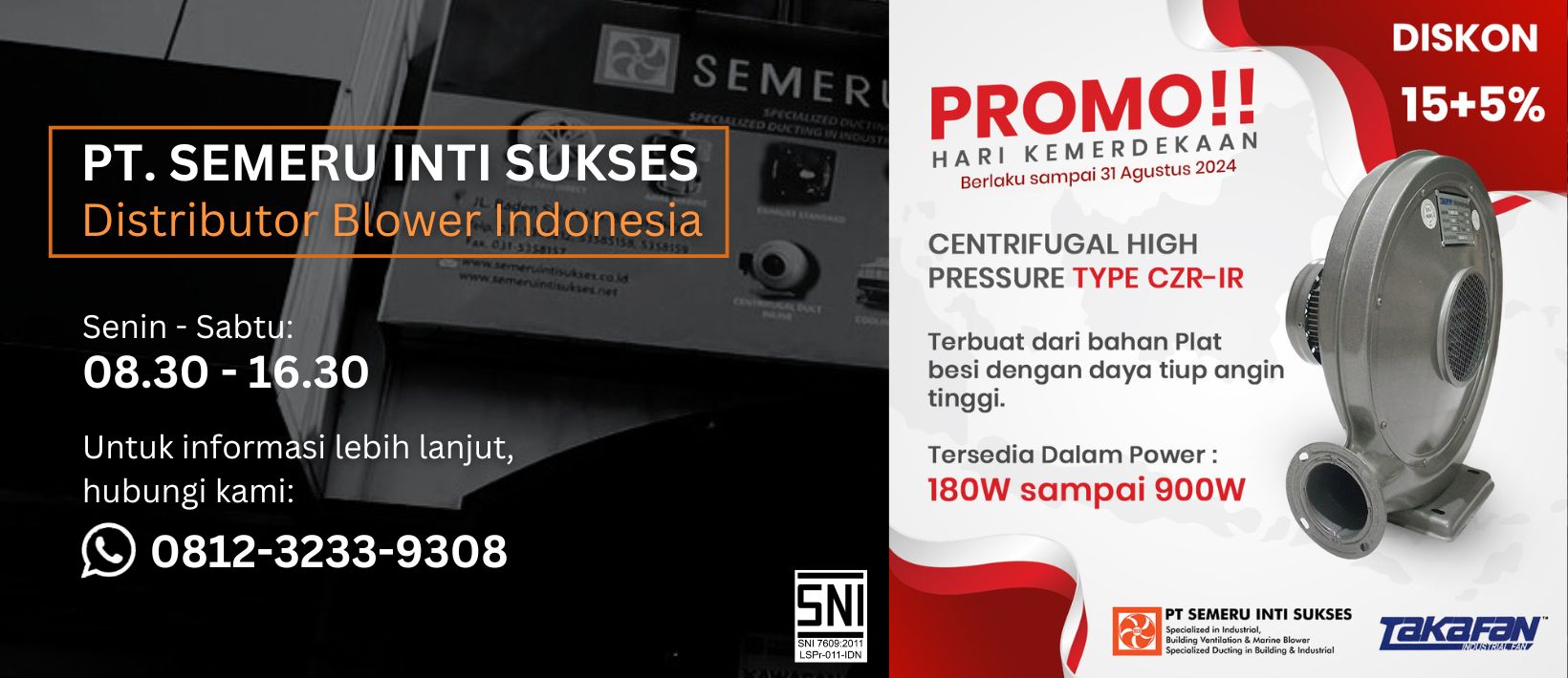 Promo Spesial Kemerdekaan: Dapatkan Diskon Besar-besaran untuk Blower Centrifugal High Pressure Type CZR-IR dari PT. Semeru Inti Sukses!